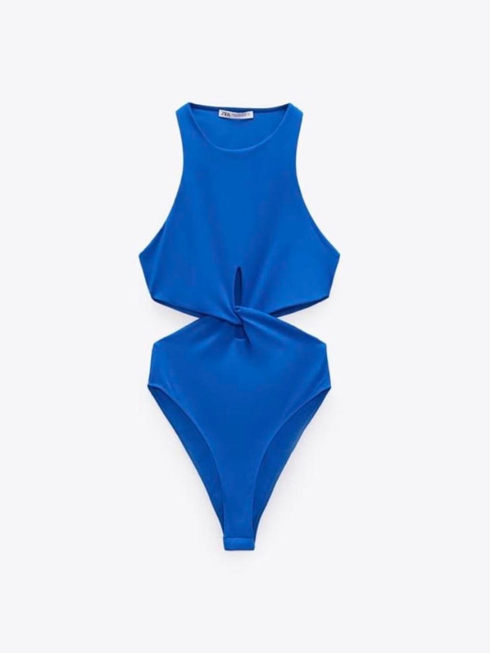 Zara Blue Twist-Front Bodysuit